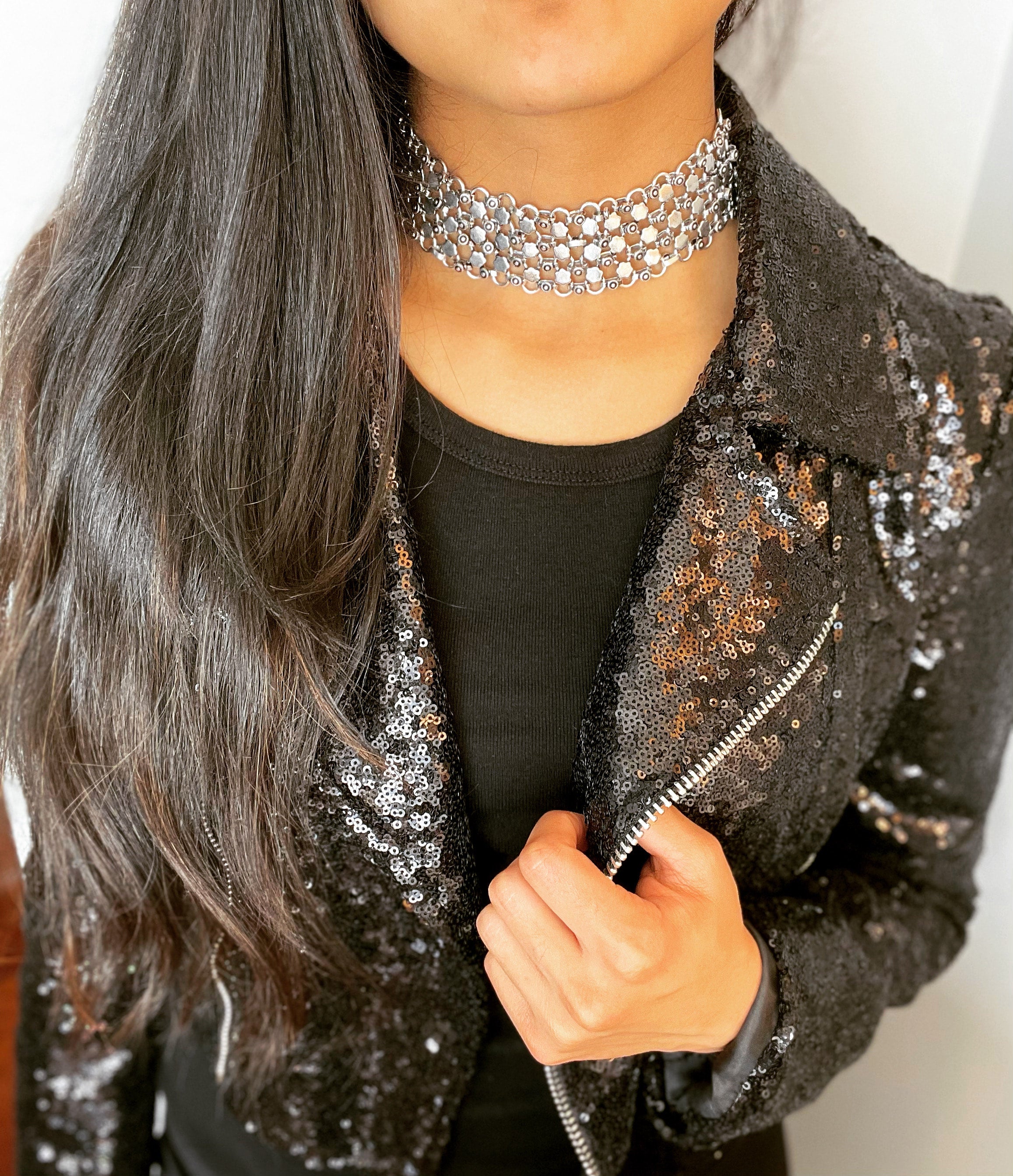 Sequin choker clearance necklace